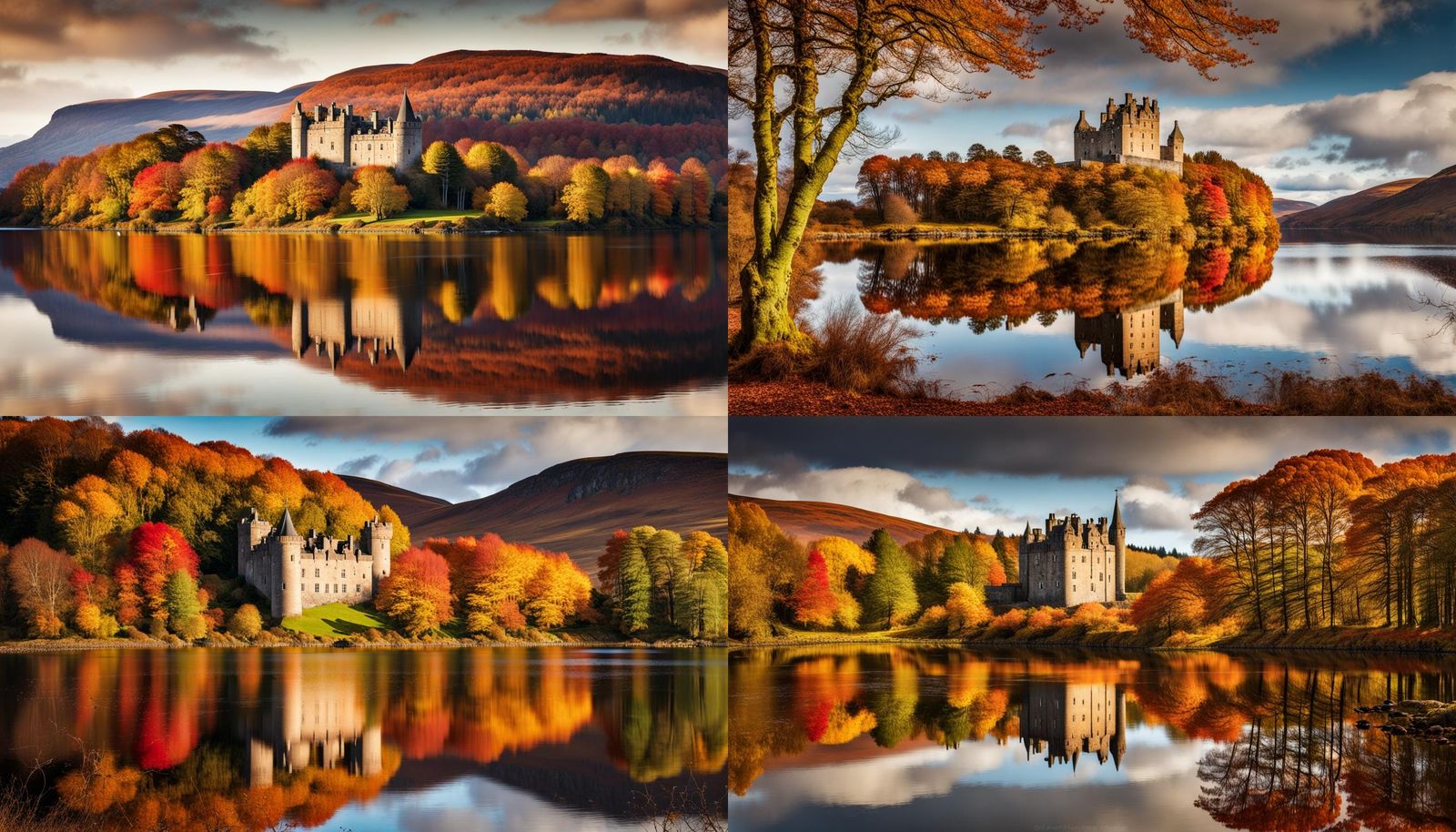 Scottish Loch in Autumn: Mirror Reflection