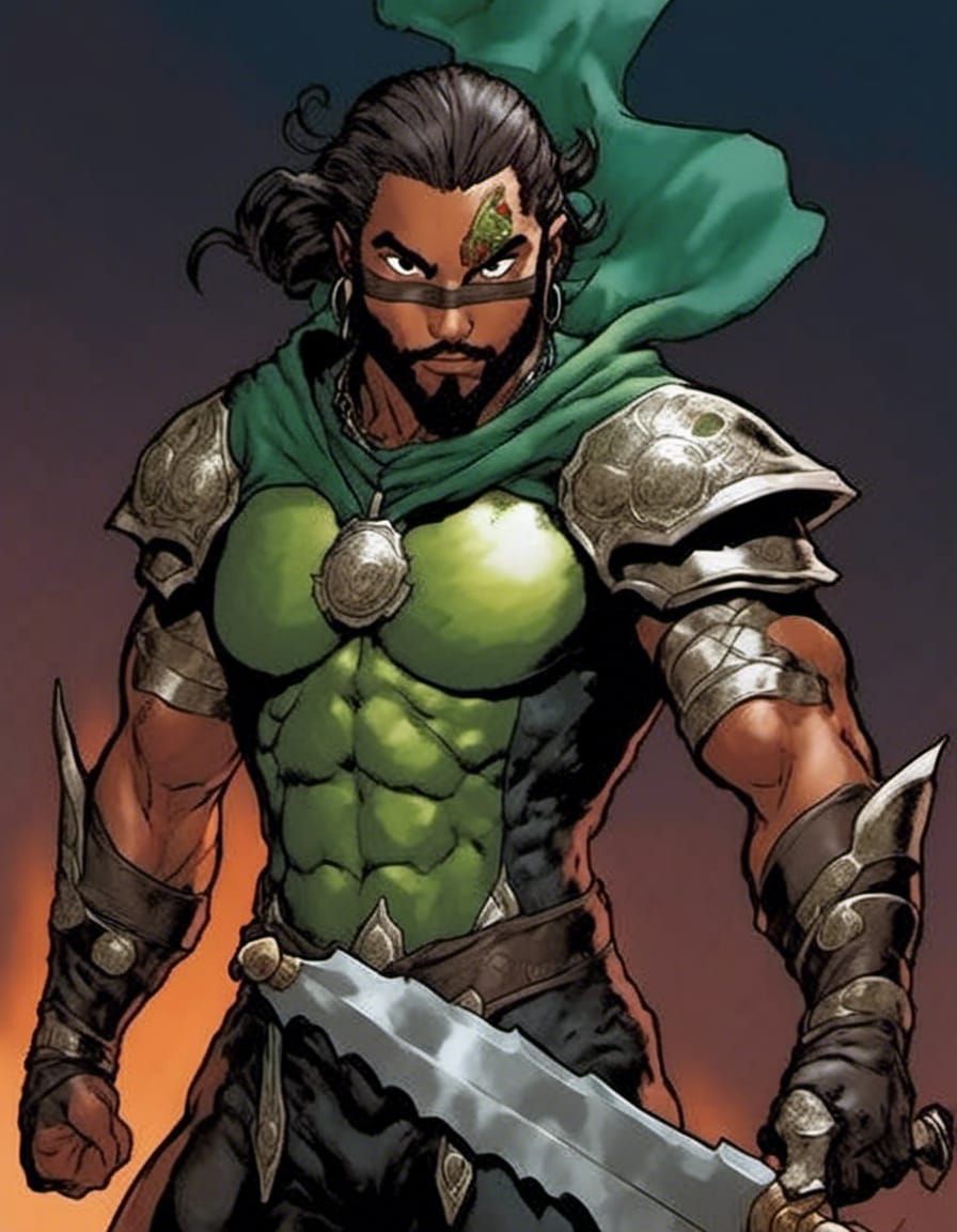 Dragon Scale Superhero in Comic Book Style