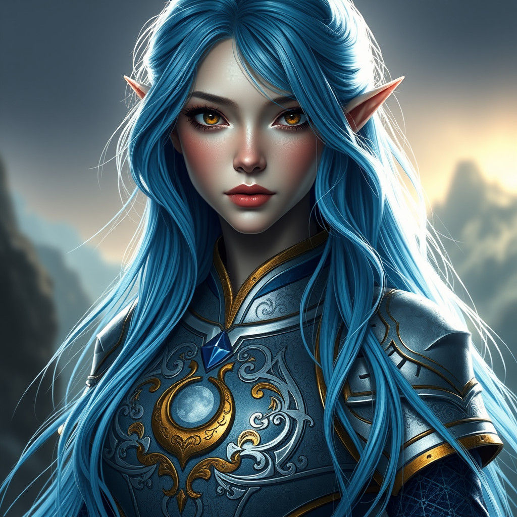 Fantasy Elf Cleric Portrait in Art Nouveau Style