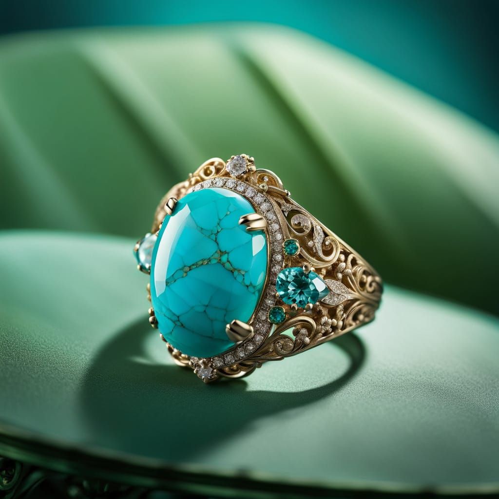 Macro Turquoise Ring in Luxury Jewelry Photography