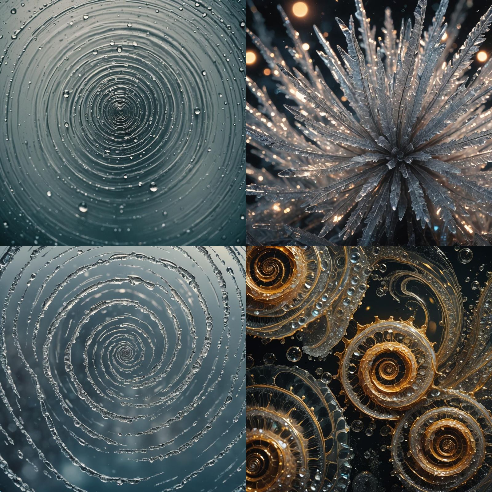 Crystallized Water Spirals in Cinematic Style
