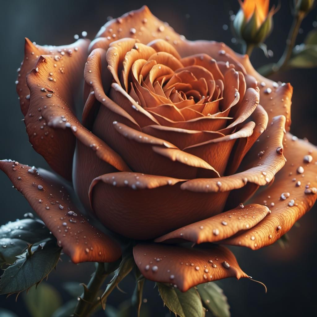 Detailed Orange Rose Close-Up: Fantasy Concept Art