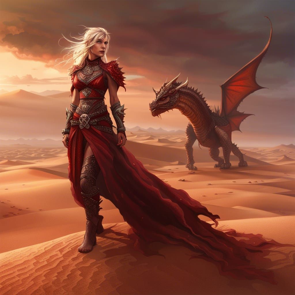 Desert Princess with Dragons: Dark Fantasy Art