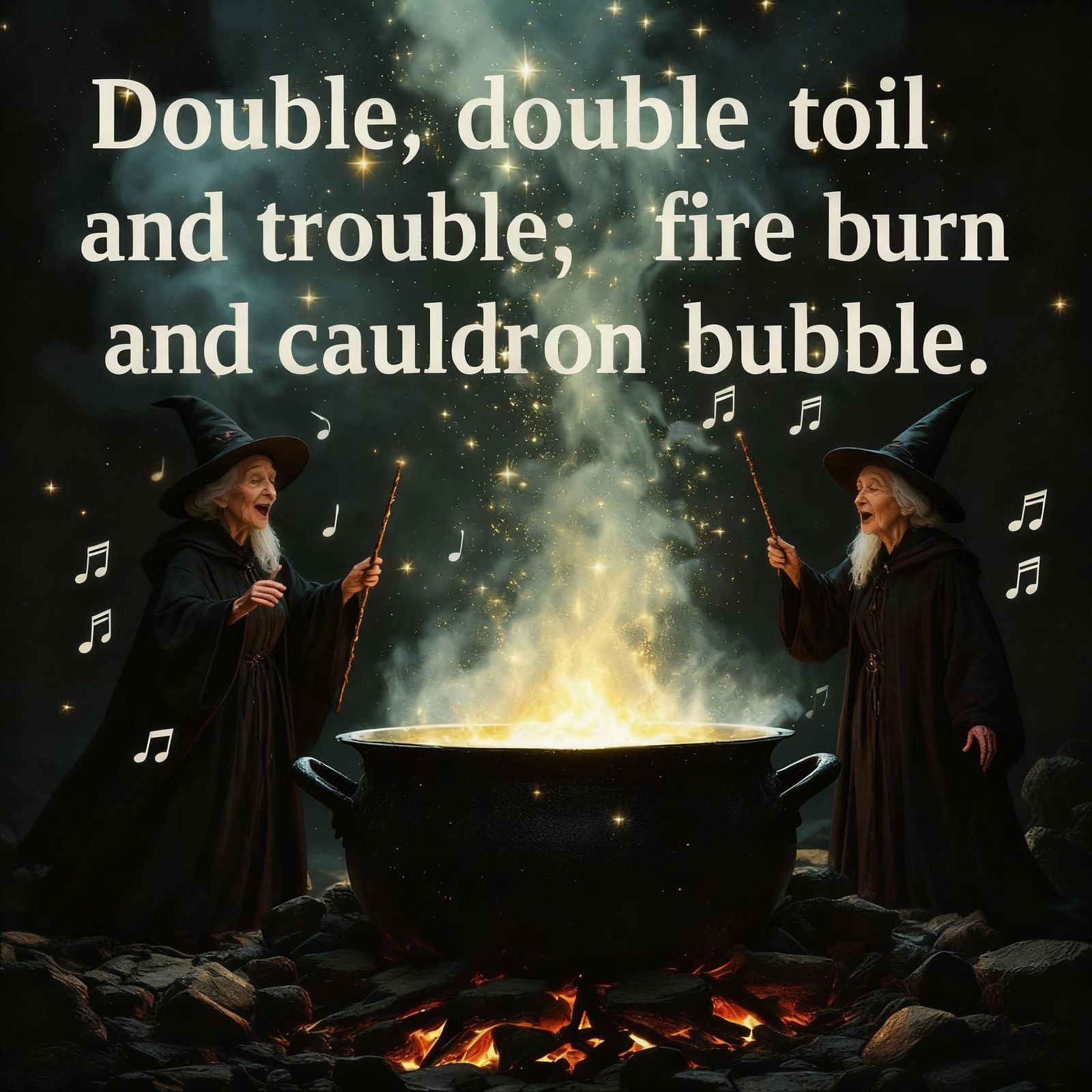 Witches Cauldron Bubbling with Magic in Haunting Beauty