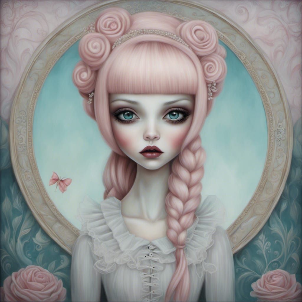 Girl Portrait in Lowbrow Surrealist Style