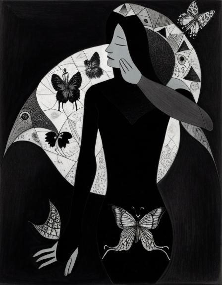 Surreal Dreamscape Portrait in Grayscale