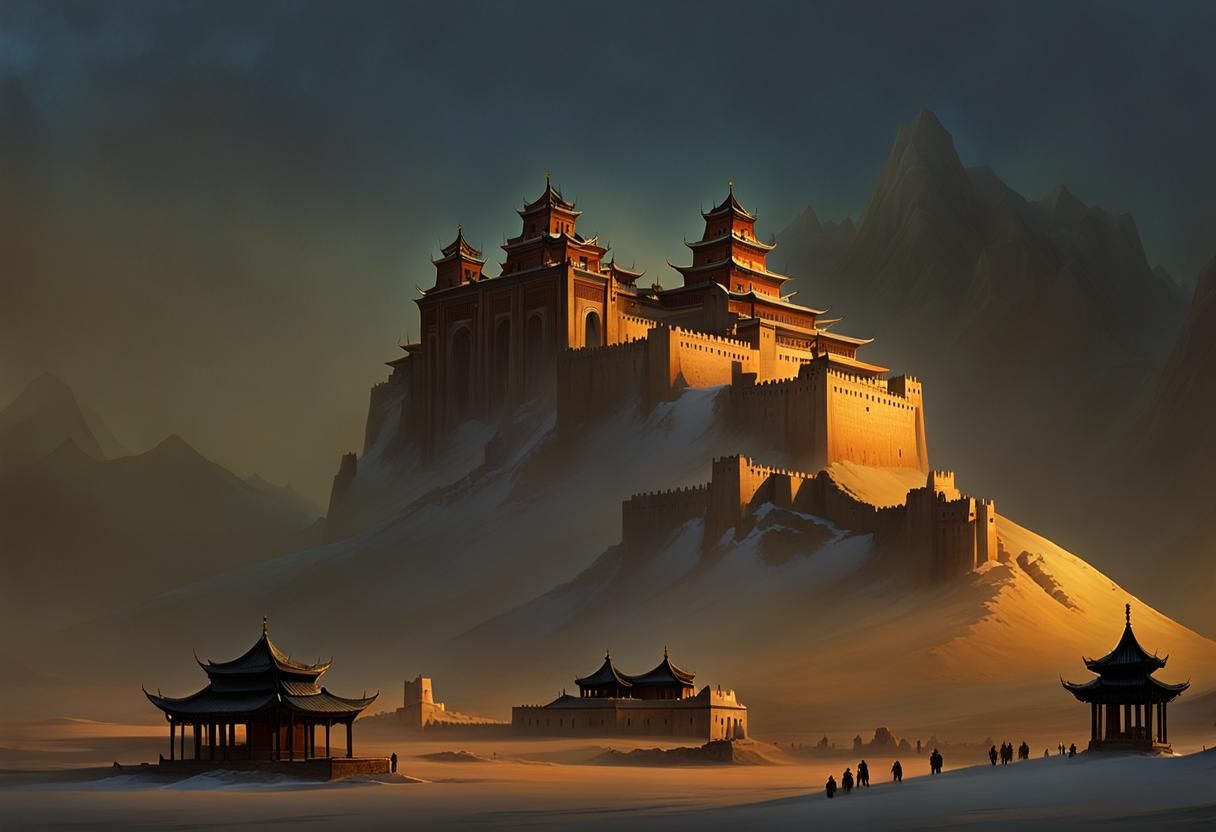 Epic Fortress-Monastery in Frozen Wasteland by Ken Kelly