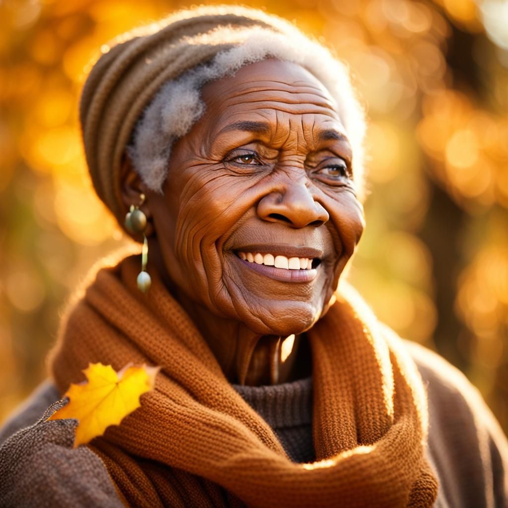 Golden Autumn Portrait of an African American Woman