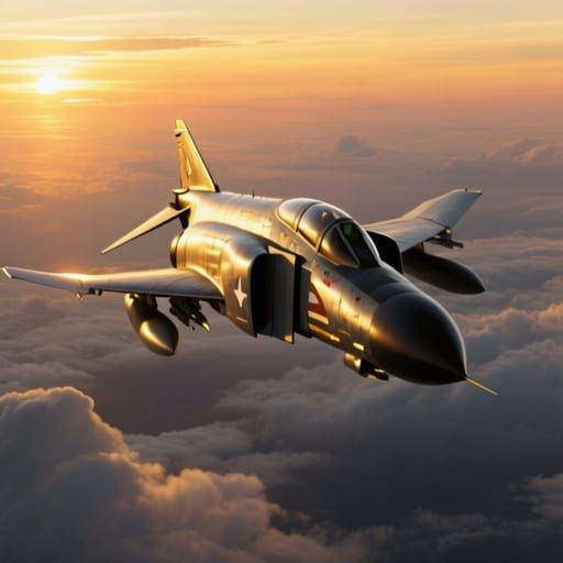 F-4 Phantom II Jet Patrol at Golden Hour