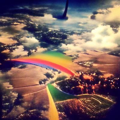 Rainbow Sky Dreamscape: A Whimsical AI Vision