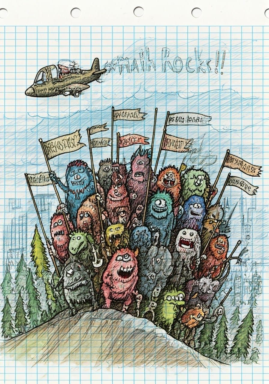 Monster Doodle Army on Notebook Paper