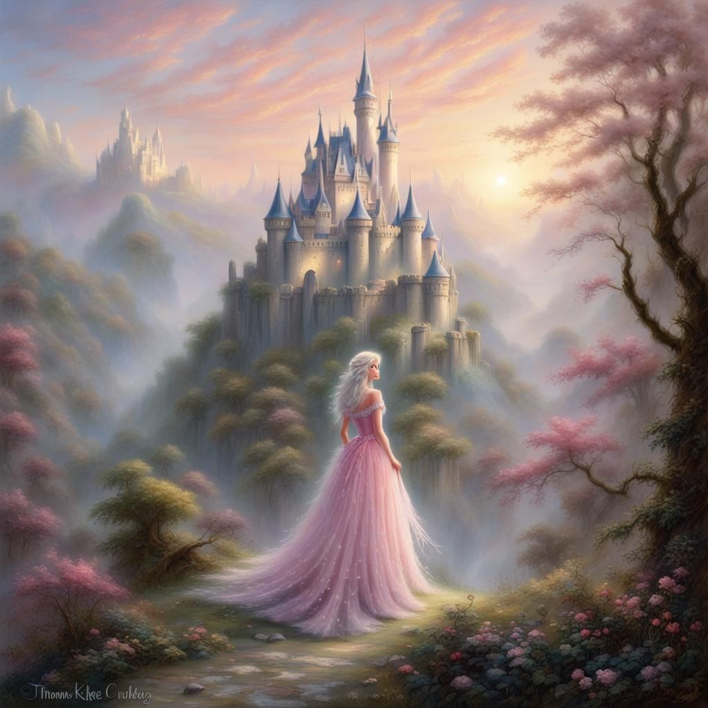 Fairy with Castle in Ethereal Fantasy Style