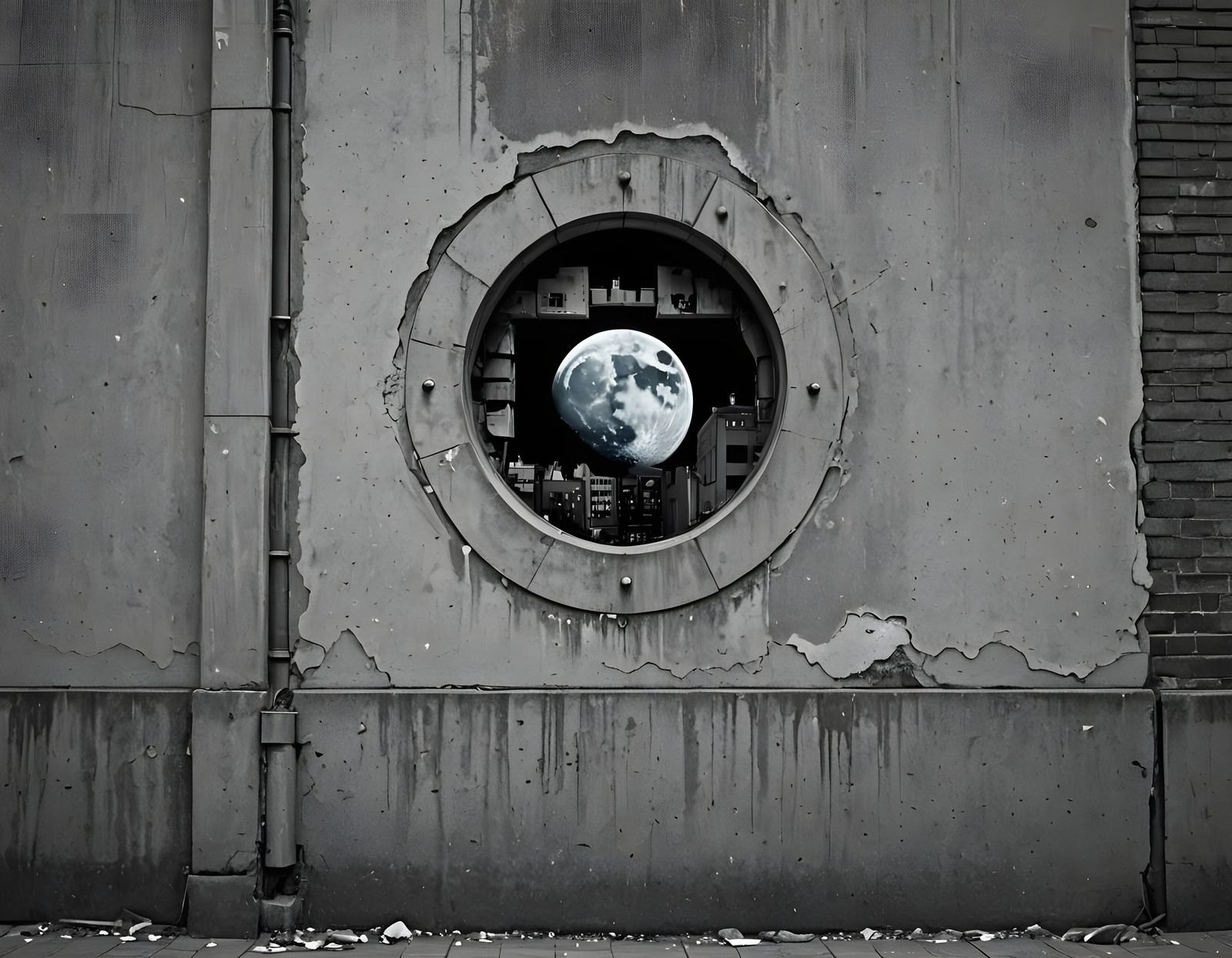 Mysterious Cityscape at Night in Neon