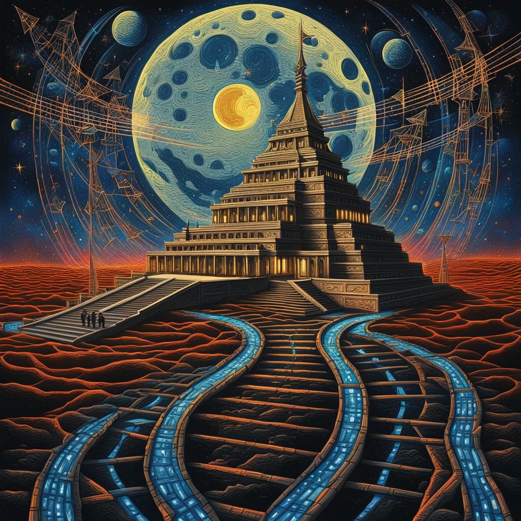 Masonic Temple on Moon with LED Paths