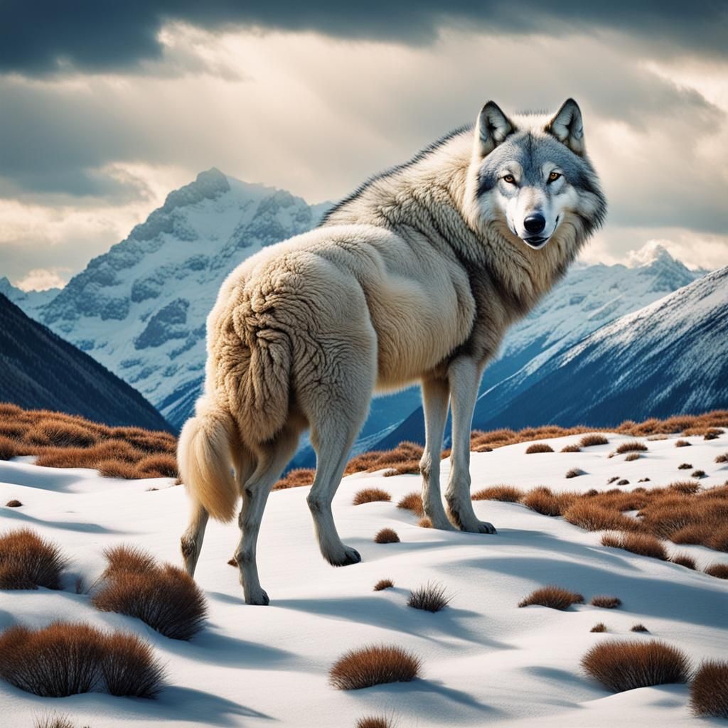 Wolf in Sheep's Clothing in Landscape