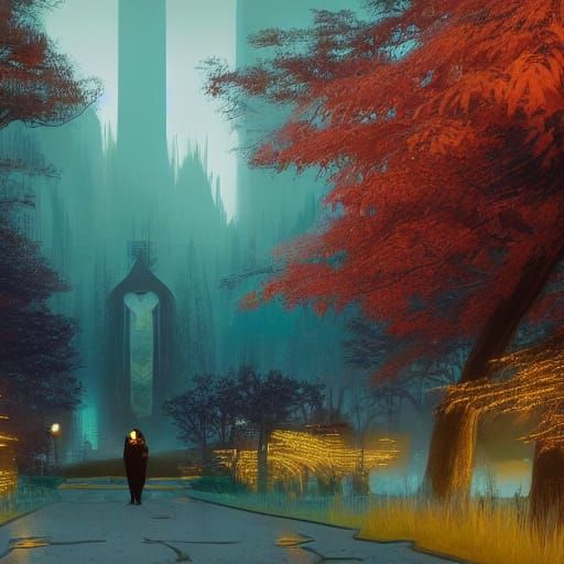 Mysterious Figure in Ethereal Glow, Inspired by Syd Mead and...