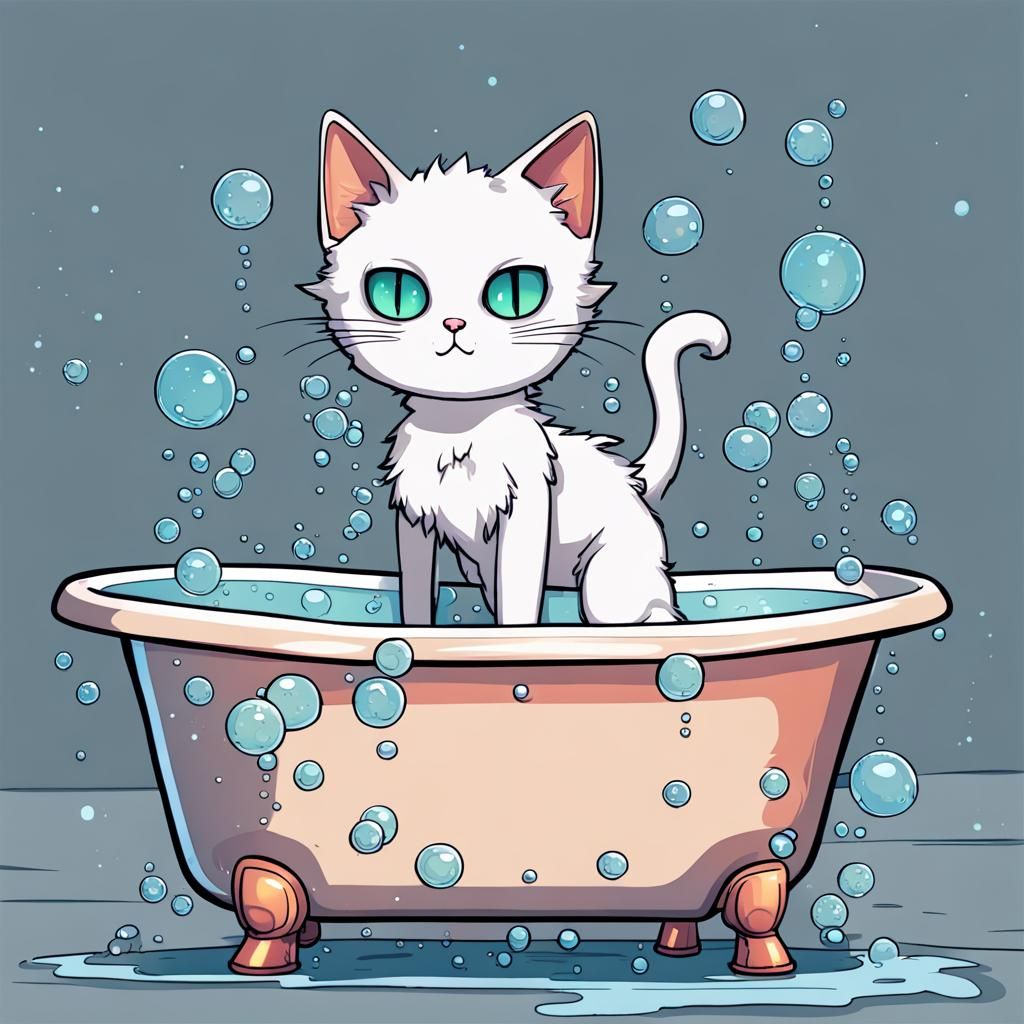 Cyberpunk Cat and Mechanical Bubble Bath