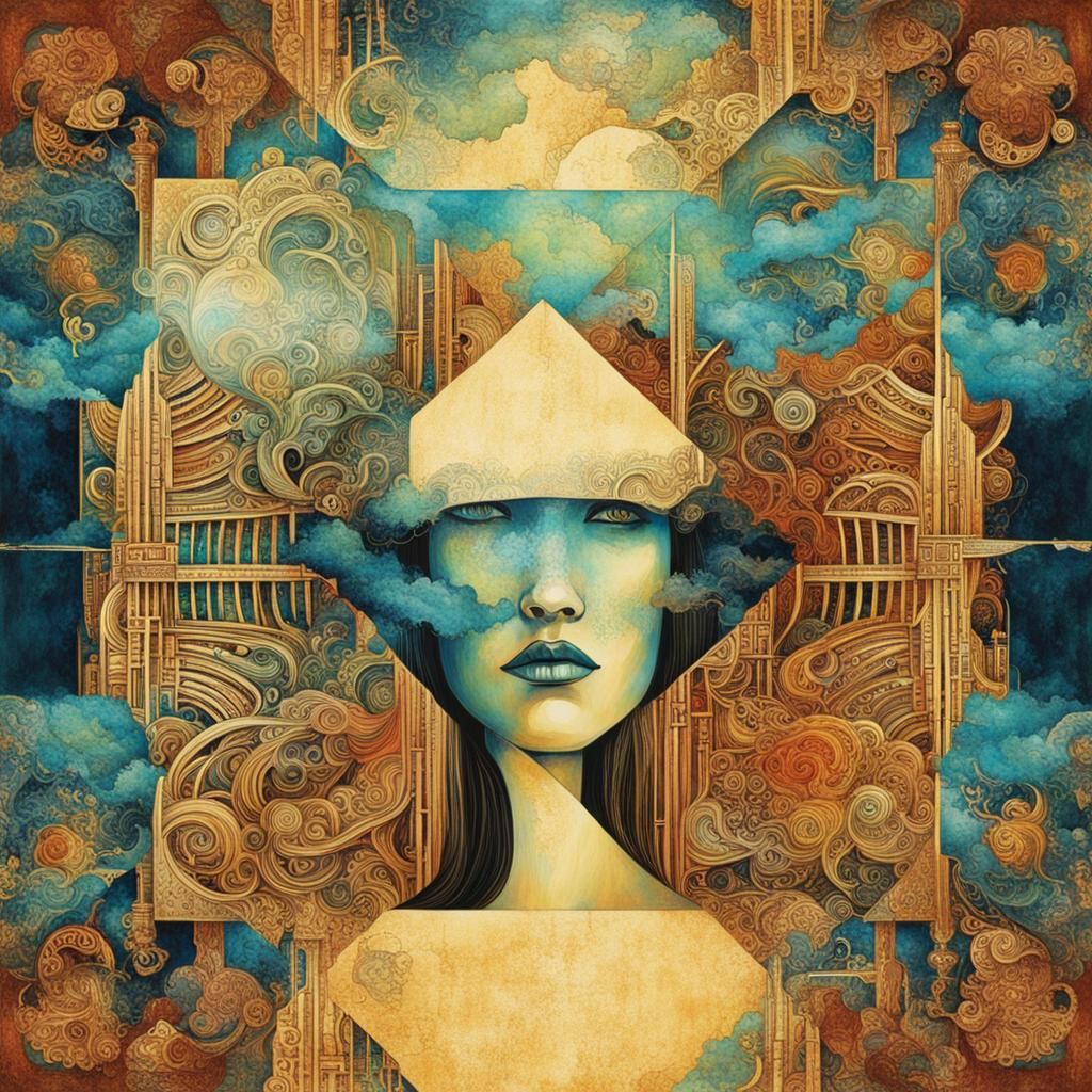 Surreal Time Traveler Contemplates Time