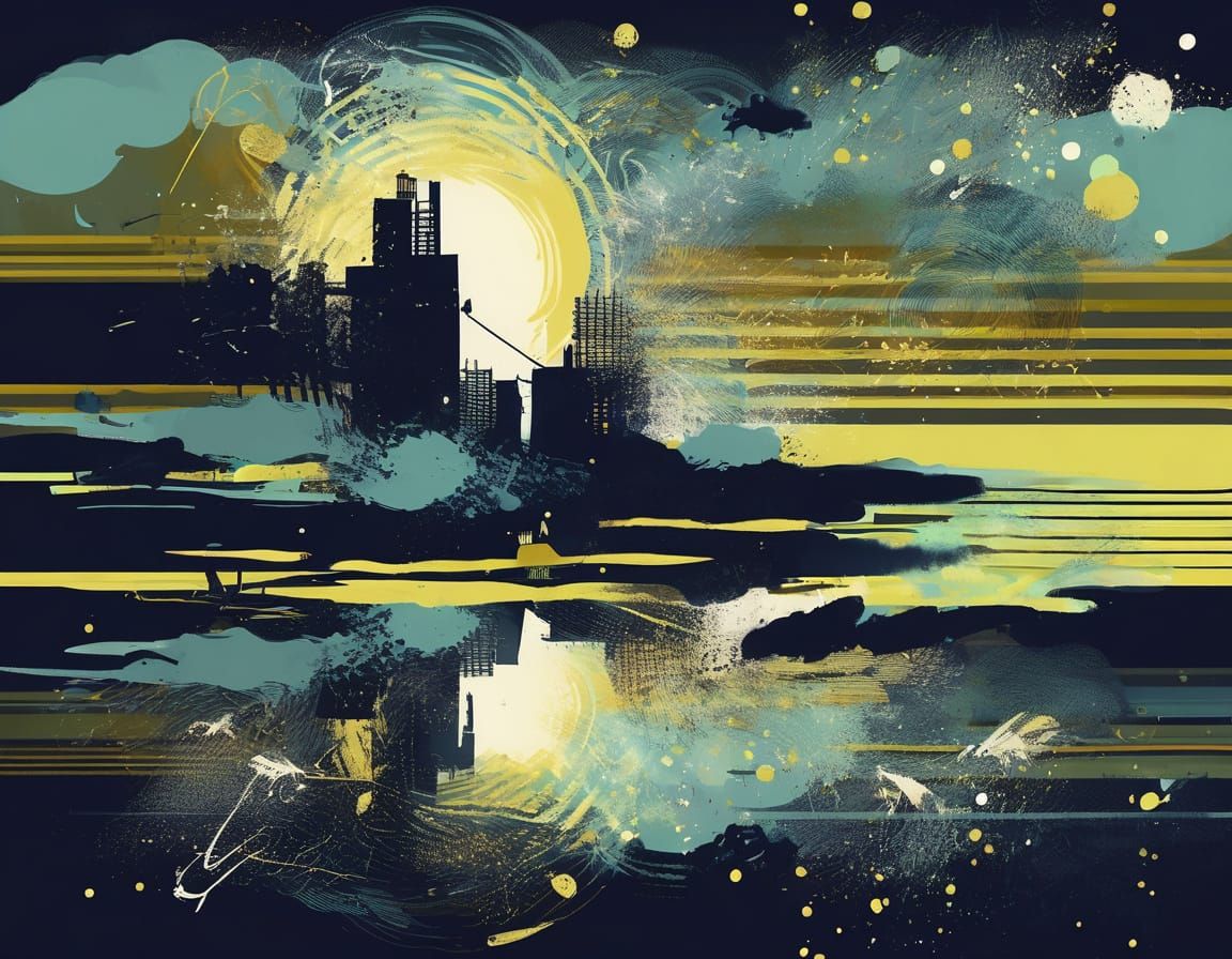 Digital Anime Art with Luminous Layers and Bold Brushstrokes