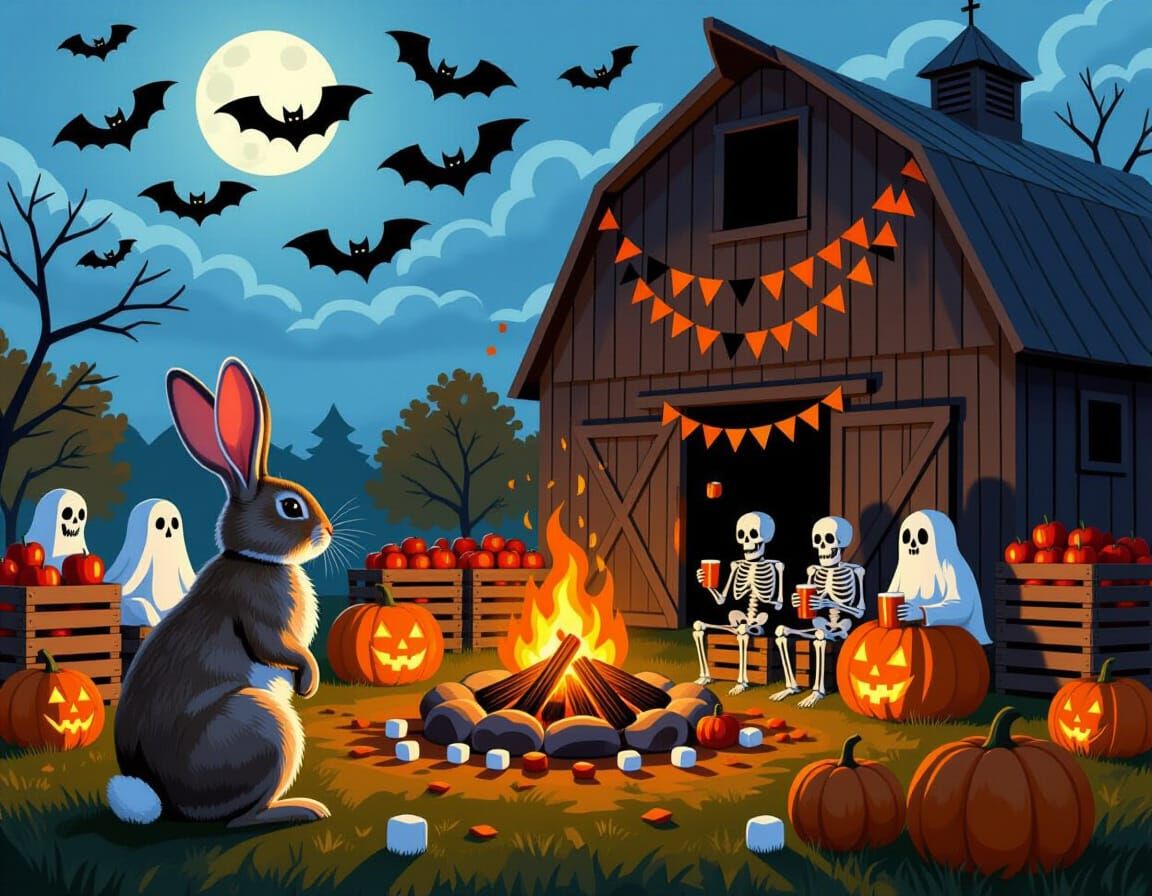 Rabbit at Haunted Harvest Festival in Abandoned Barn