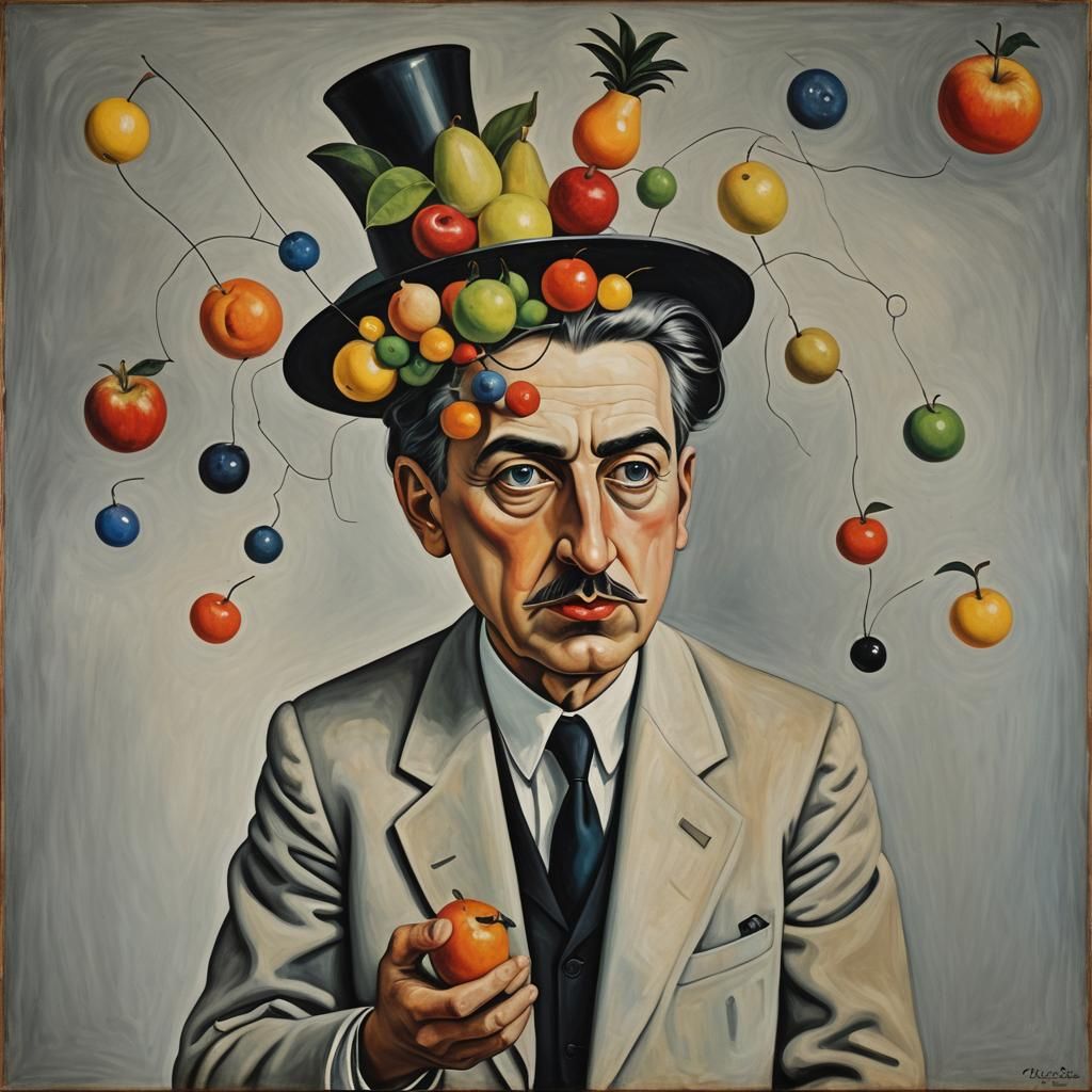 Surreal portrait of a man with a fruit salad