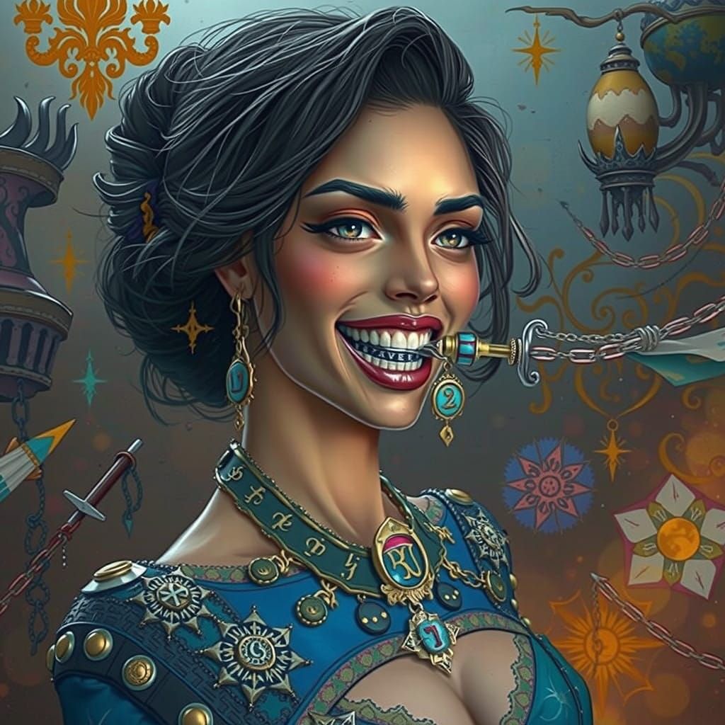 Mystical Regal Woman with Enchanted Metal Gag