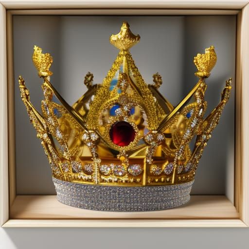 Queen's Crown Displayed in Glass Diorama