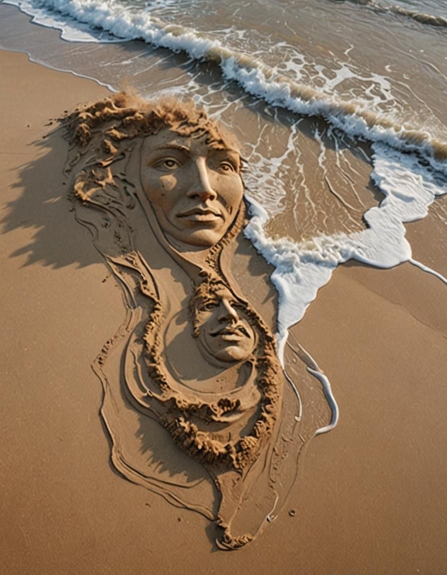 Ephemeral Sand Face Disappearing into Ocean Waves