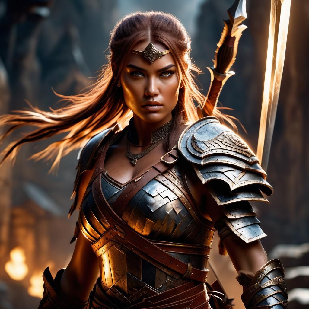 Fantasy Warrior Girl in Photo Reality