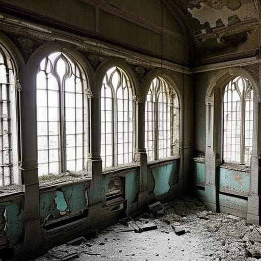 Abandoned Building in Gothic Horror Style