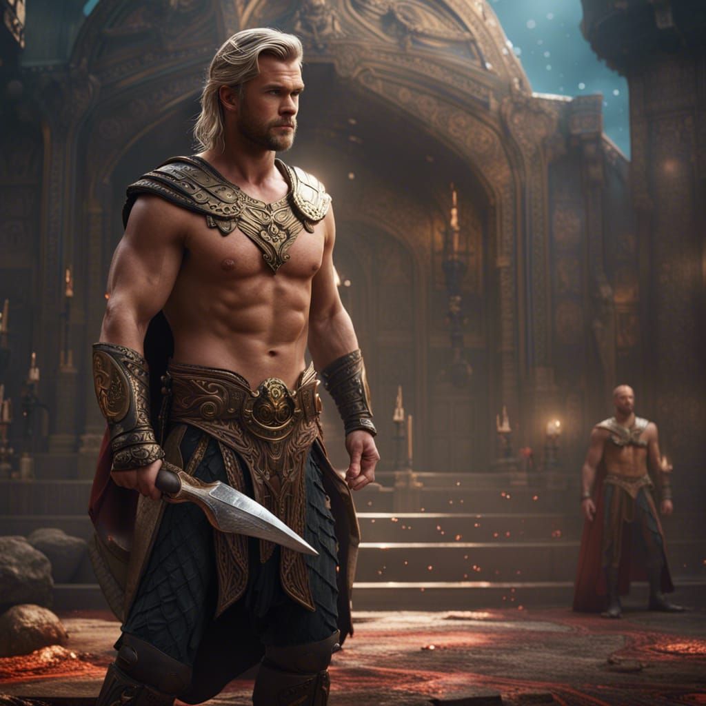 Muscular God Emperor in Detailed Matte Painting