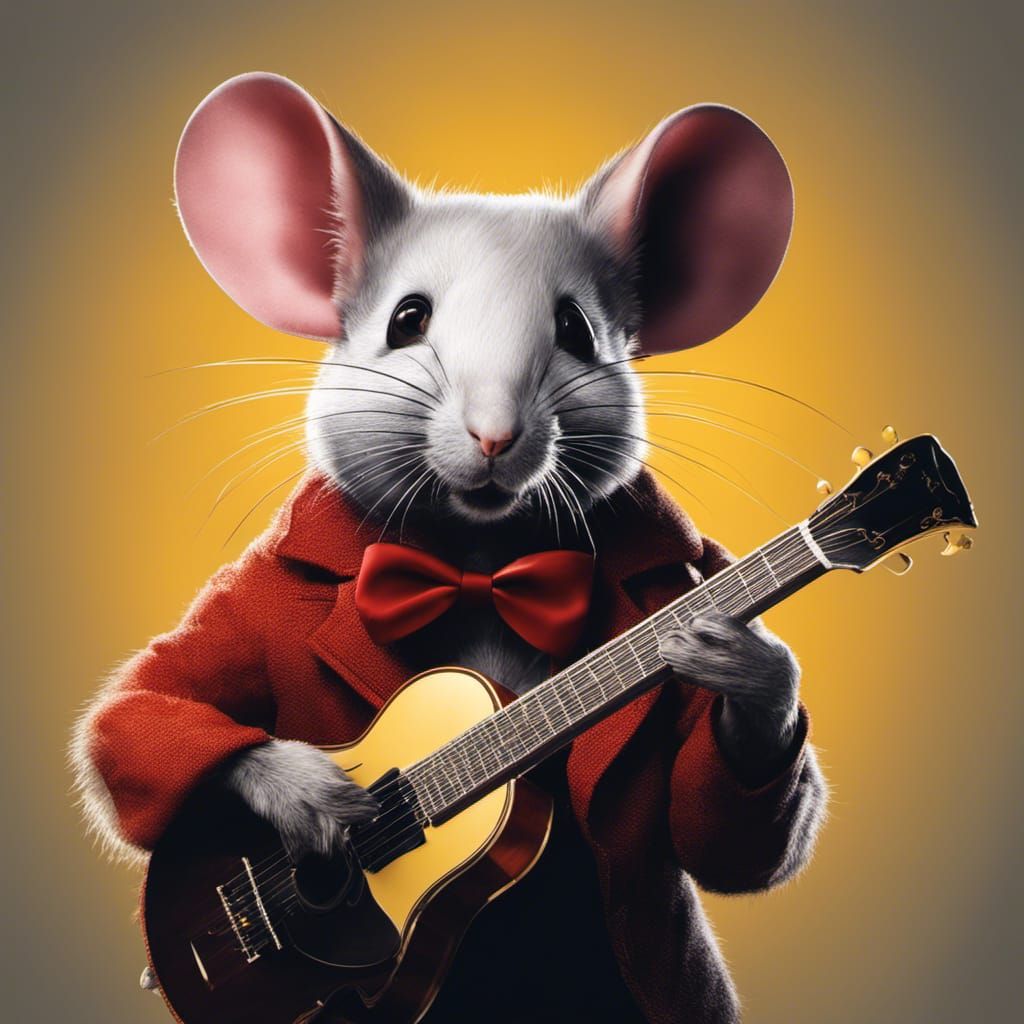 A mouse playing guitar