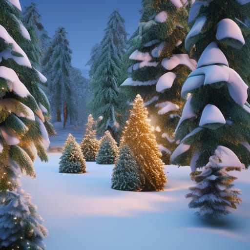 Winter Christmas Village in 3D Cinematic Style