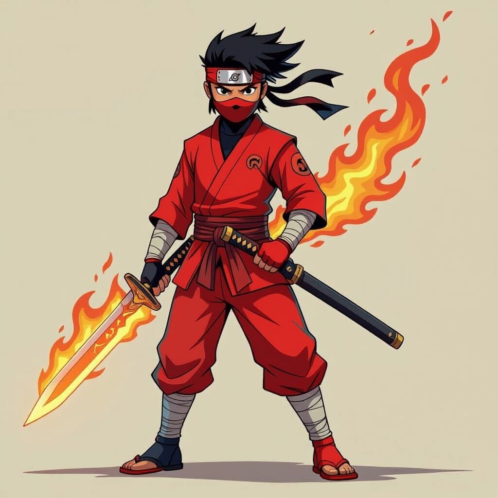 Ninjago Kai: A Fiery Digital Portrait