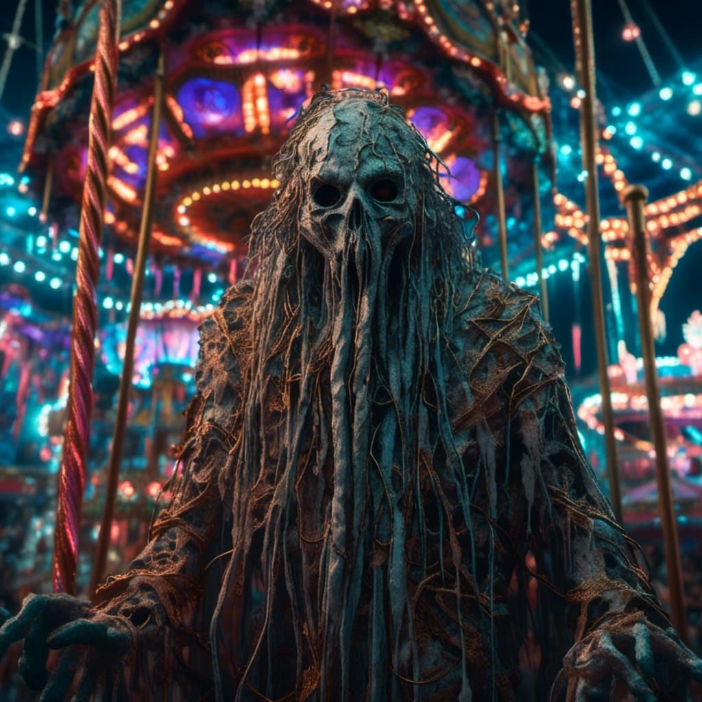 Disturbing Horror Carnival Ghost in Hyperrealism