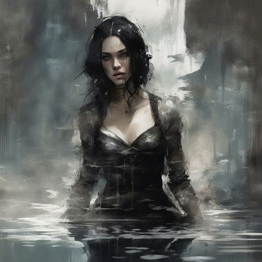 Elegant Portrait of Woman in Black Dress