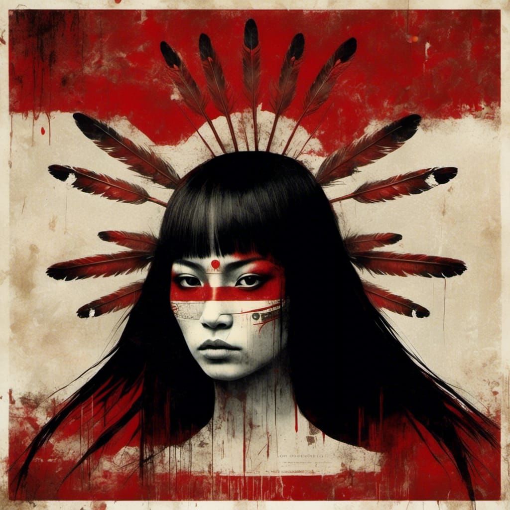 Native American with Red Face Paint