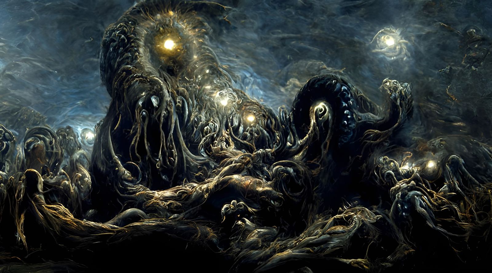 Terrifying Cosmic Horror Monster in Detailed Dark Art