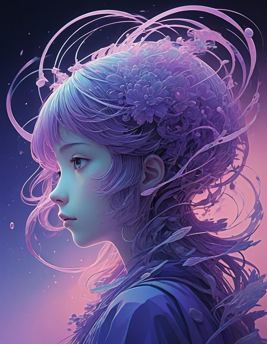 Ethereal Figure in Mauve Tones, Minimalist Art