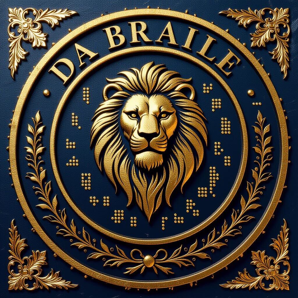Royal Seal of Da Braille with Lion and Braille Dots