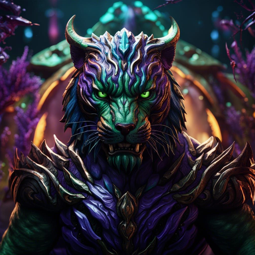 Demon Saber-Tooth Tiger in Detailed Matte Painting