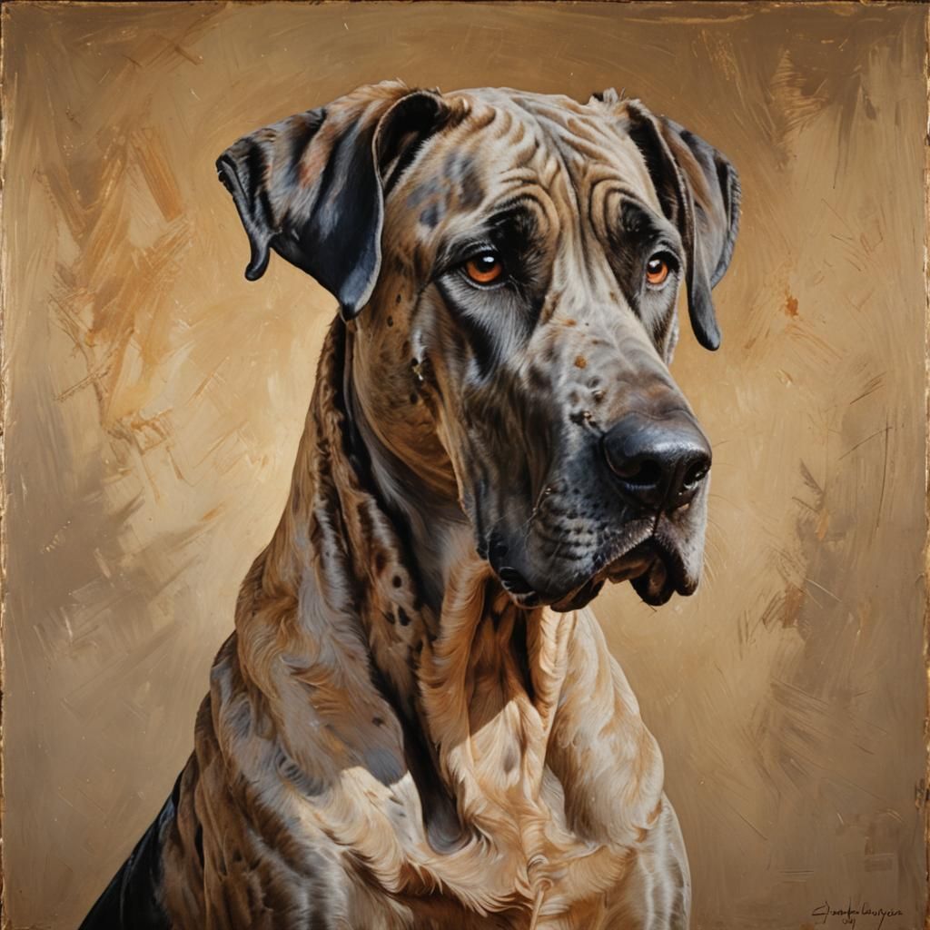 Noble Great Dane Portrait in Classical Realism