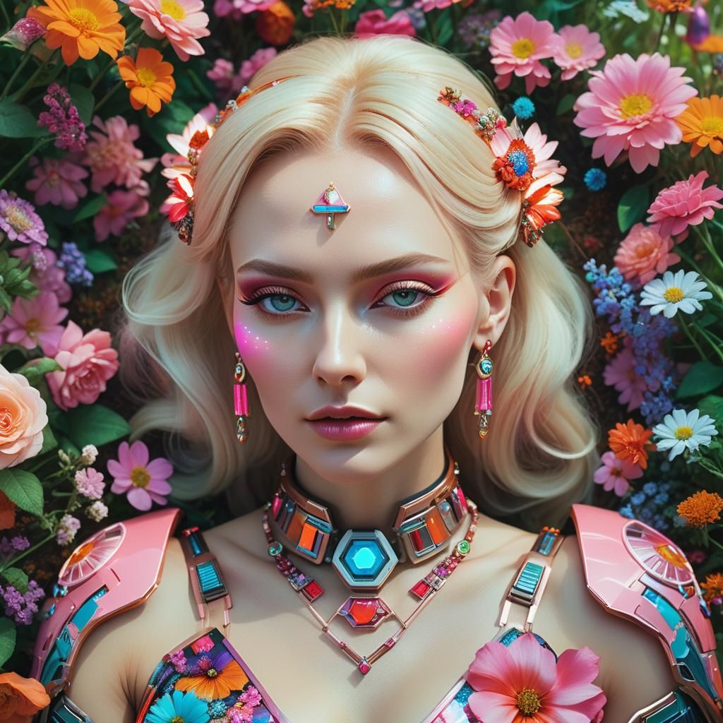 Futuristic Russian Woman in Sci-Fi Garden Portrait