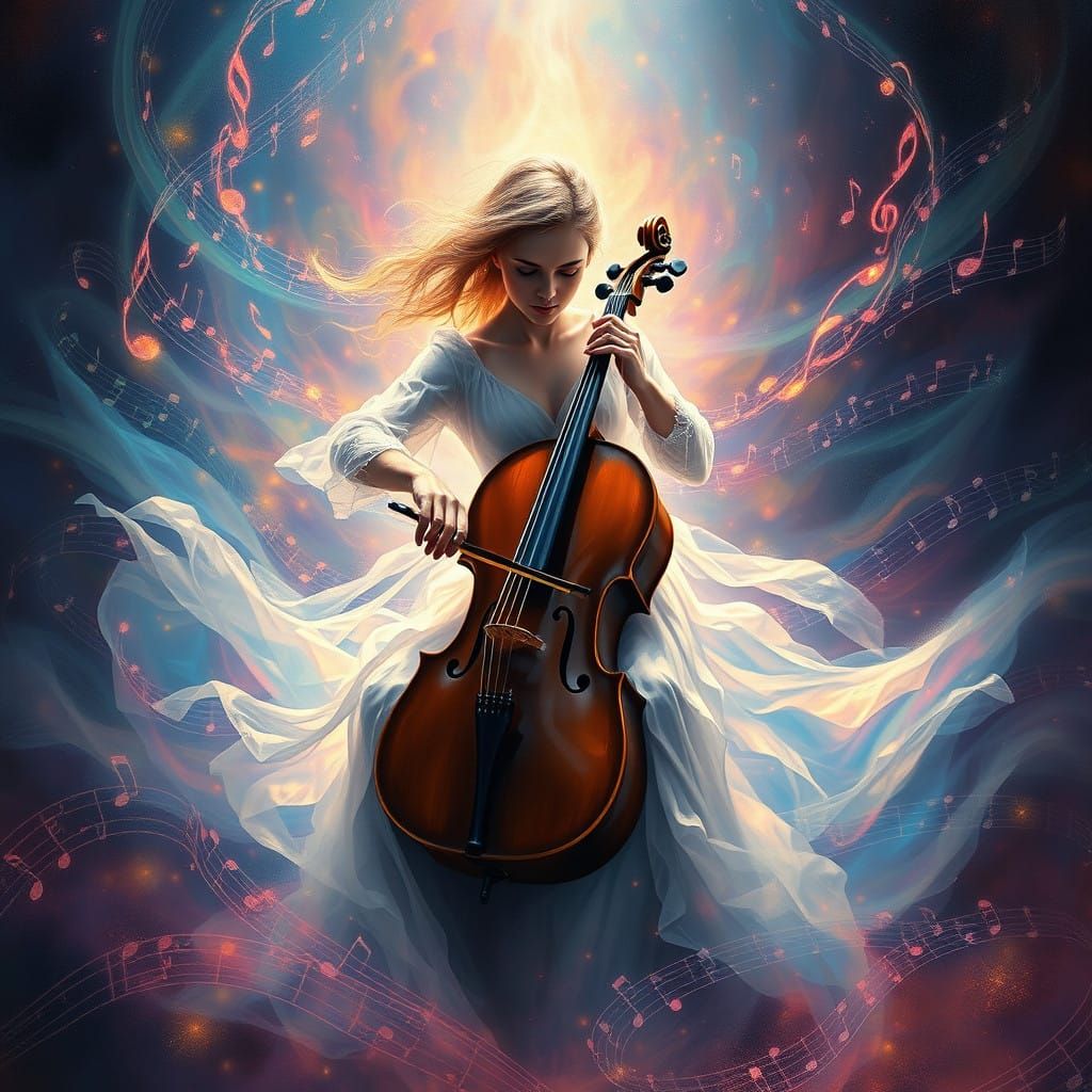 Enchanted Cello Concert in Ethereal Aurora