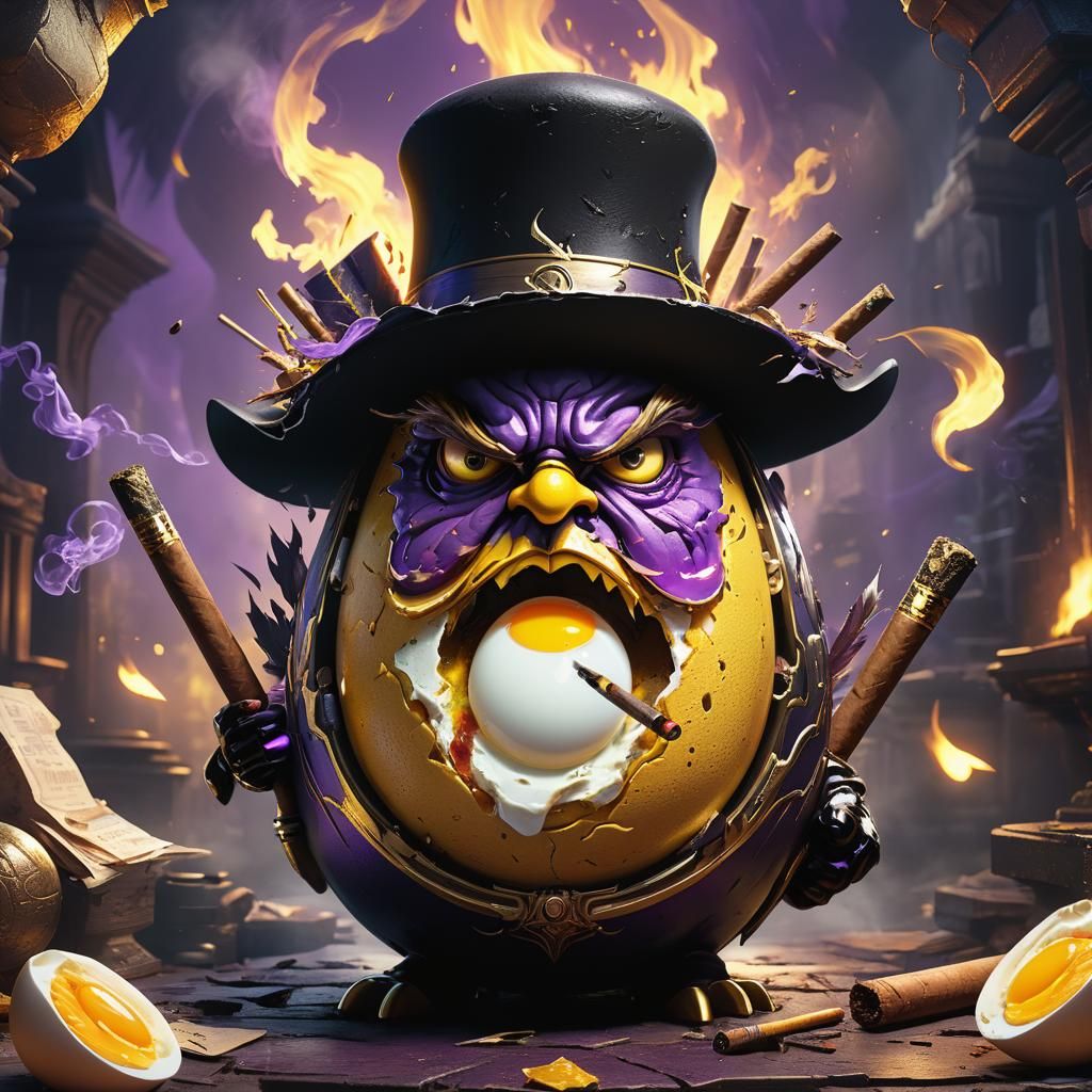 Angry Egg Smoker in Dark Fantasy Style