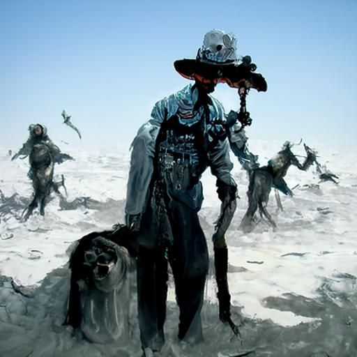 Zombie Cowboy in Desert: Horror Art Style