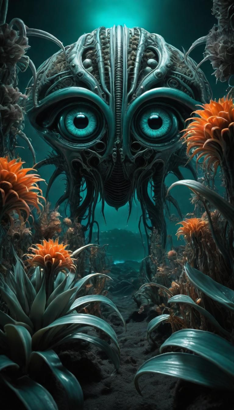 Surreal Deep Sea Flora in Biomechanical Style