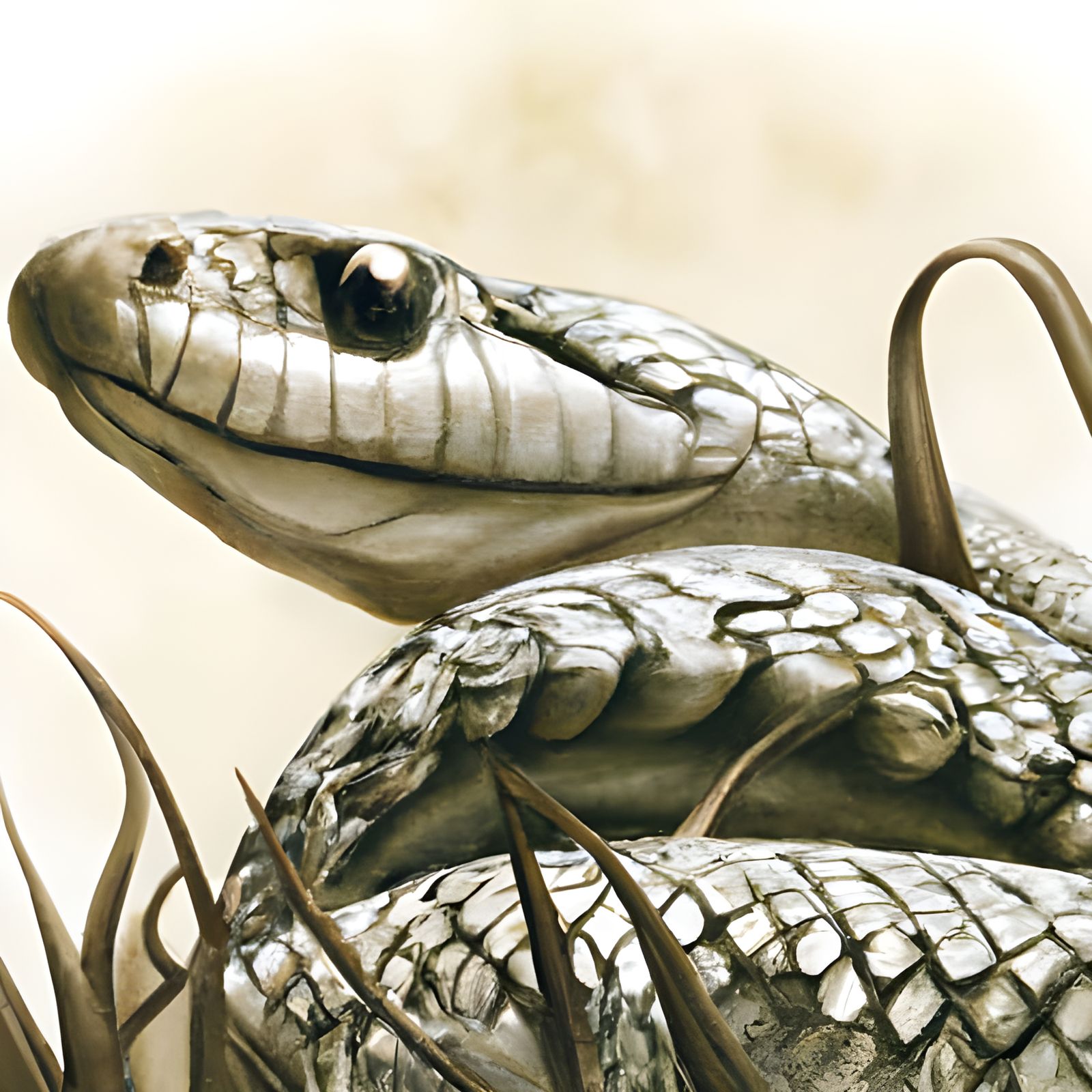 Adorable Snake with Feathers: Detailed Pencil Sketch
