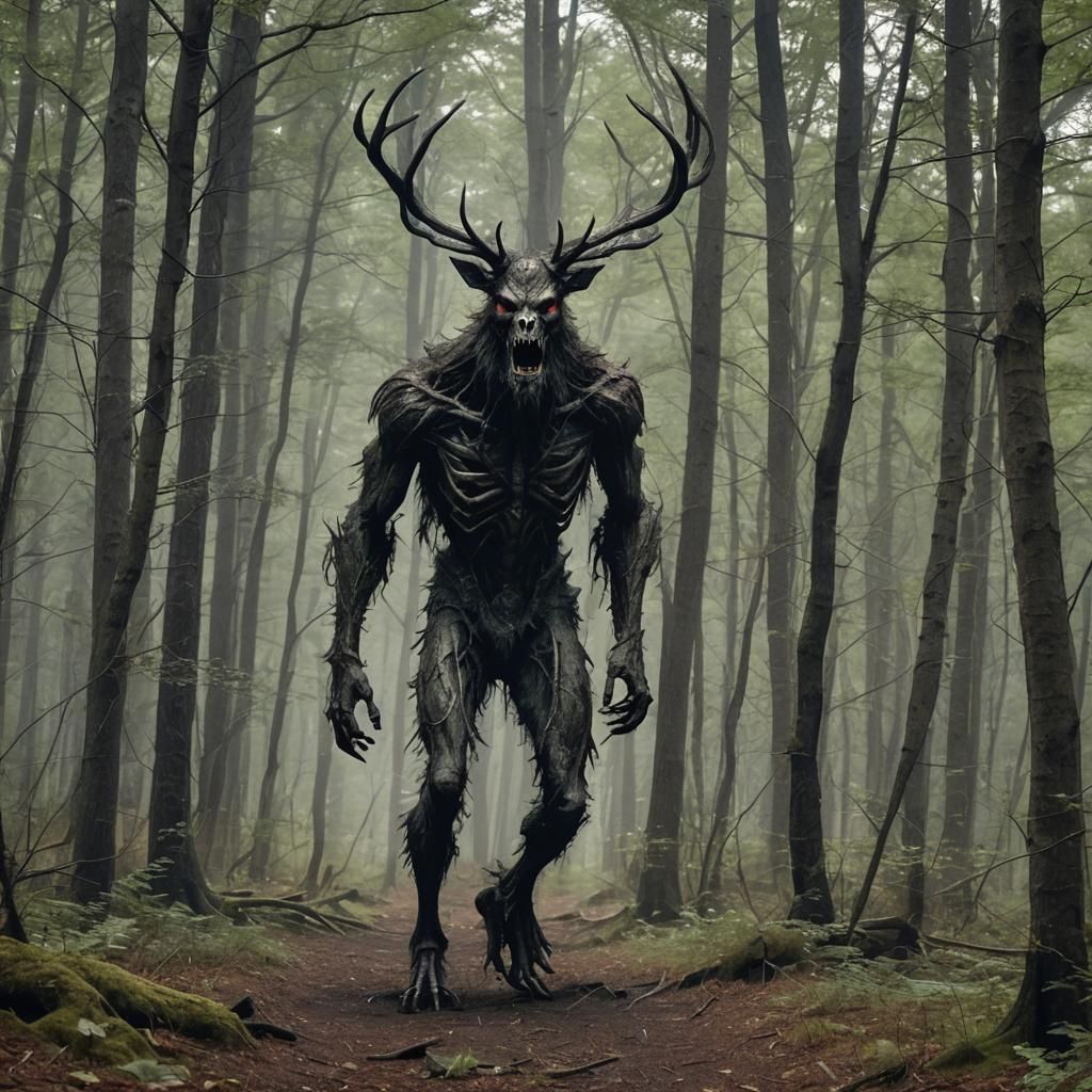 Eerie Wendigo Encounter in Dark Forest