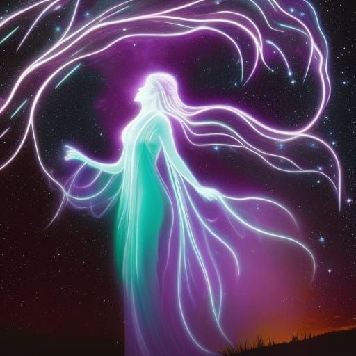Ethereal Spirit Woman Reaching for the Stars